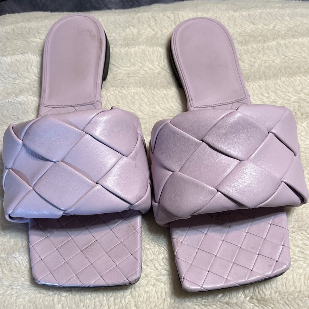 Bottega Veneta Lilac Braided Slide Sandals - Picture 3 of 12